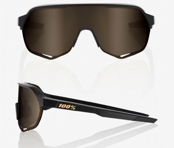 100% S2 Matte Black/Soft Gold Mirror Lens + Clear Lens