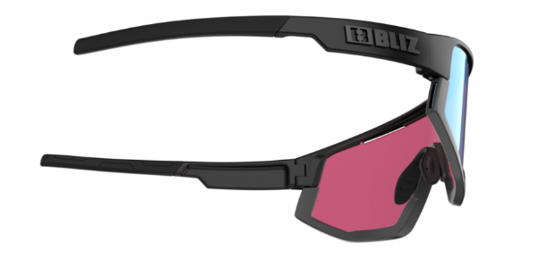 Bliz Fusion Sportbril Matte Black/ Nano Optical Nordic Rose Violet Blue Mirror zijkant