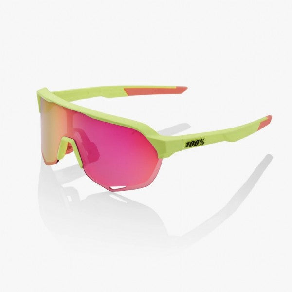 100% S2 Matte Washed Out Neon Yellow/Purple Multilayer Mirror & Clear lens