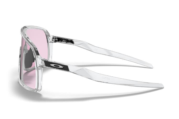 Oakley-Custom-Sutro-Polished-Clear-Silver-Icon-Prizm-Low-Light-zijkant