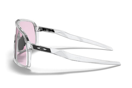 Oakley-Custom-Sutro-Polished-Clear-Silver-Icon-Prizm-Low-Light-zijkant