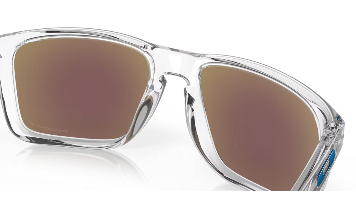 Oakley Holbrook XL Polished Clear Prizm Sapphire Polarized achterzijde schuin