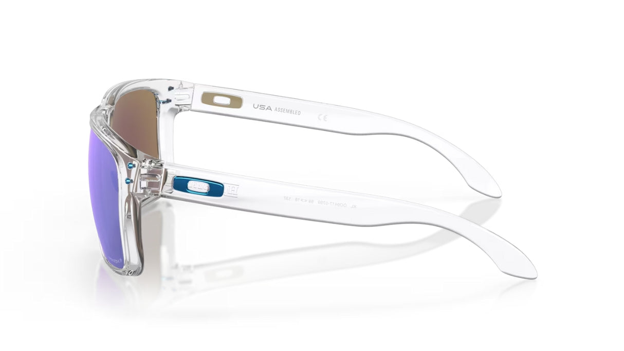 Oakley Holbrook XL Polished Clear Prizm Sapphire Polarized zijaanzicht