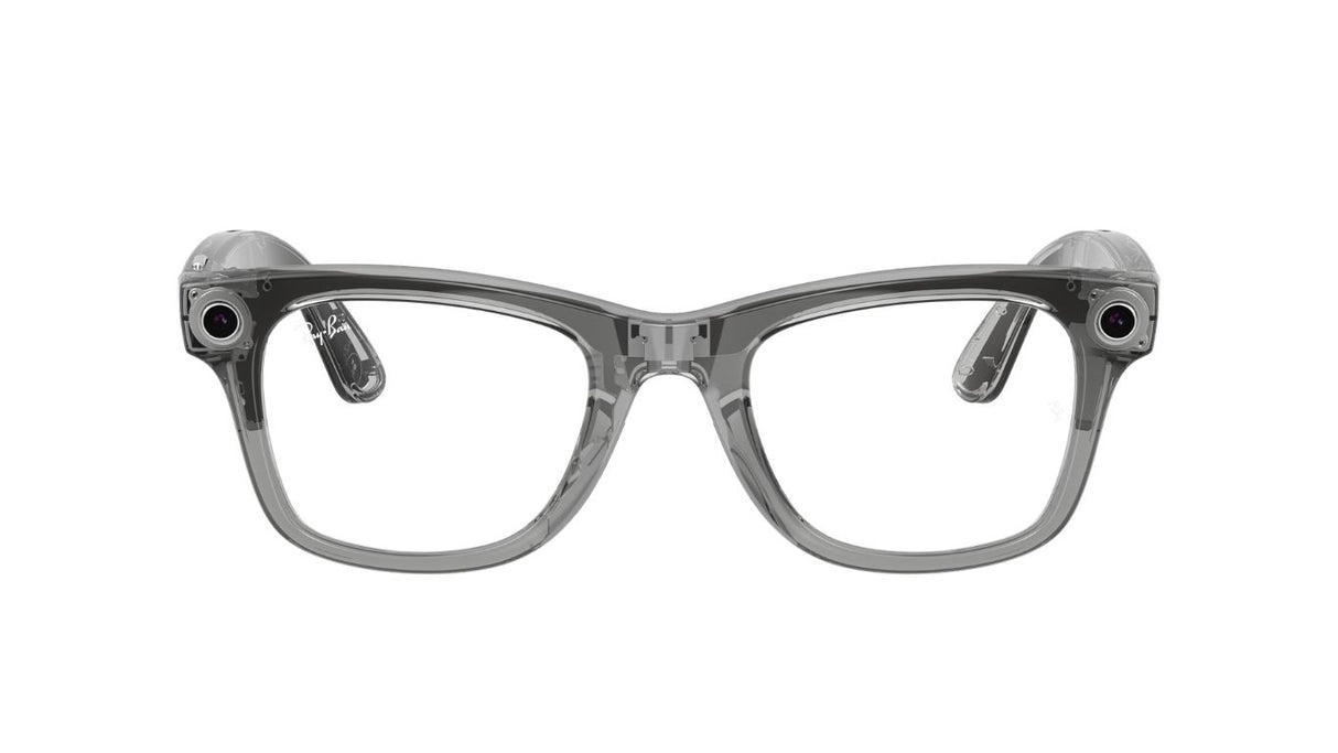 Ray-Ban-Meta-Wayfarer-Shiny-Transparent-Grey-Transitions-Sapphire-Voorzijde-Clear