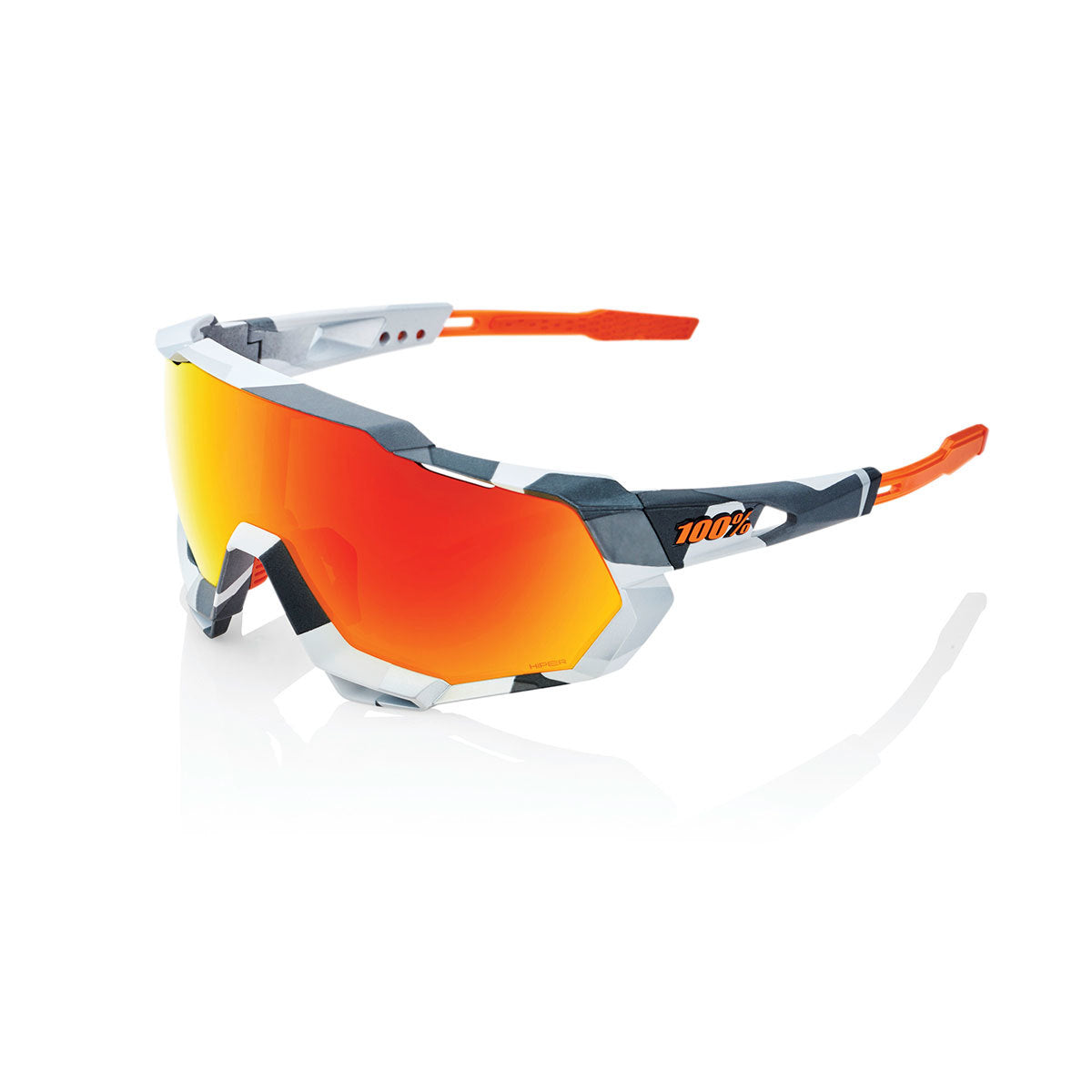 100% Speedtrap Soft Tact Gray Camo/ HiPER Red Multilayer Mirror