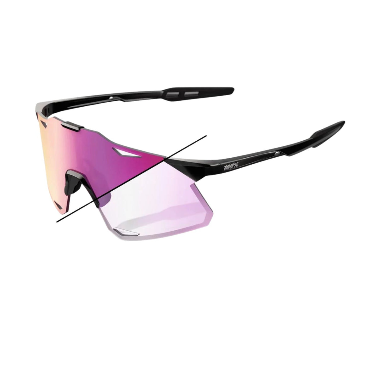 100% Hypercraft Gloss Black/ Photochromic Purple Mirror