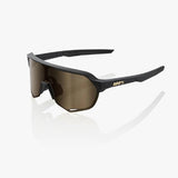 100% S2 Matte Black/ Soft Gold Mirror Lens + Clear Lens