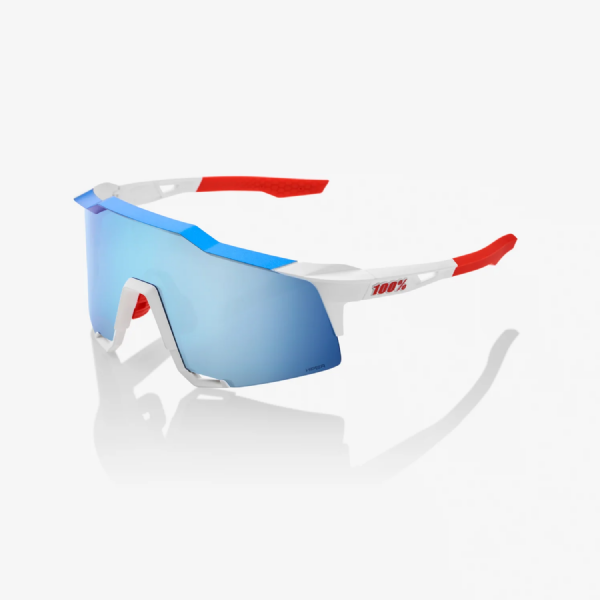 100 % Speedcraft Total Energies Team Matte White-Metallic Blue/HiPER Blue Multilayer Mirror Lens