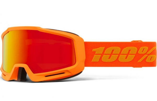 100% Okan skibril Fluo Orange/Hiper Mirror Red