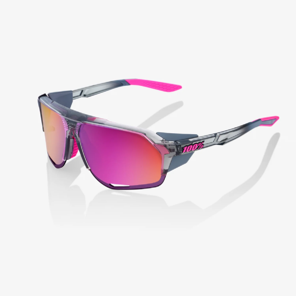 100% Norvik Tokyo Night Polished Translucent Grey/ Purple Multilayer Mirror Lens + Clear Lens