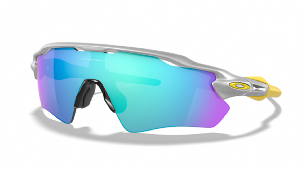 Oakley Custom Radar EV XS (extra klein) Silber/Prizm Sapphire