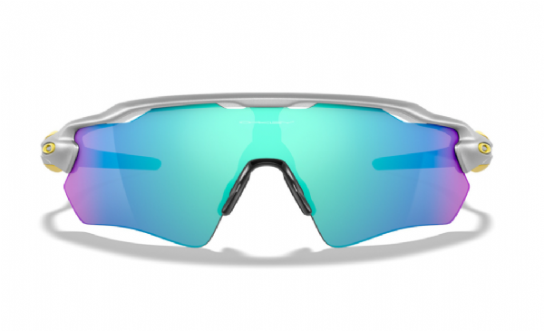 Oakley Custom Radar EV XS (extra klein) Silber/Prizm Sapphire