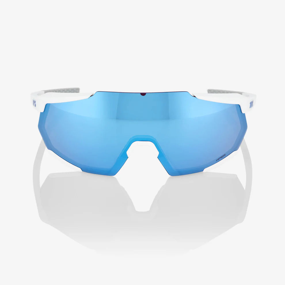 100% Racetrap 3.0 Matte White/ HiPER Blue Multilayer Mirror