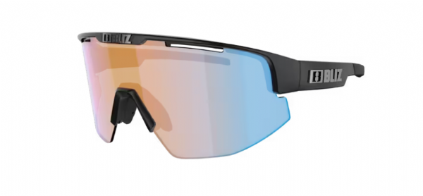 Bliz Matrix Kleine Sportbrille Mattschwarz/Nano Optics Nordic Orange Blue Mirror