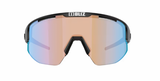 Bliz Matrix Kleine Sportbrille Mattschwarz/Nano Optics Nordic Orange Blue Mirror