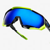 100% Speedtrap Polished Black Neon Yellow/ Electric Blue Mirror Lens + Clear Lens