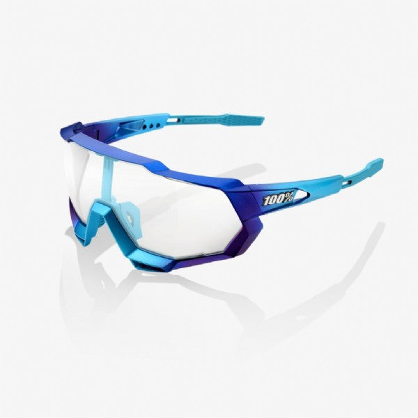 100% Speedtrap Matte Metallic Into the Fade/ Blue Topaz Multilayer Mirror Lens + Clear Lens