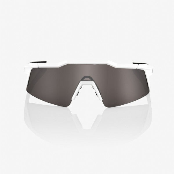 100% Speedcraft SL Matte White/ HiPER Silver Mirror Lens + Clear Lens