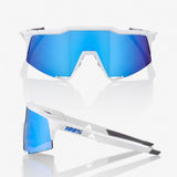 100% Speedcraft Matte White/ HiPER Blue Multilayer Mirror Lens + Clear Lens