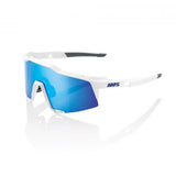 100% Speedcraft Matte White/ HiPER Blue Multilayer Mirror Lens + Clear Lens