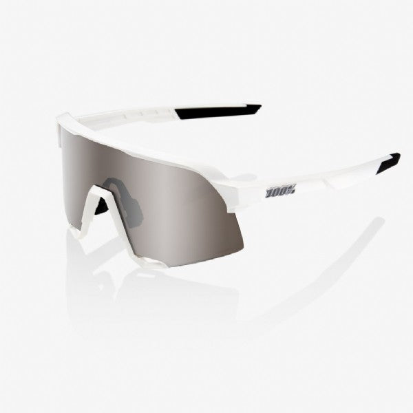 100% S3 Matte White/ HiPer Silver Mirror Lens + Clear Lens