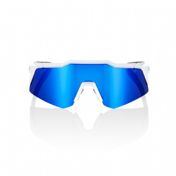 100% Speedcraft XS (extra small) Matte White/ Blue Multilayer Mirror Lens + Clear Lens