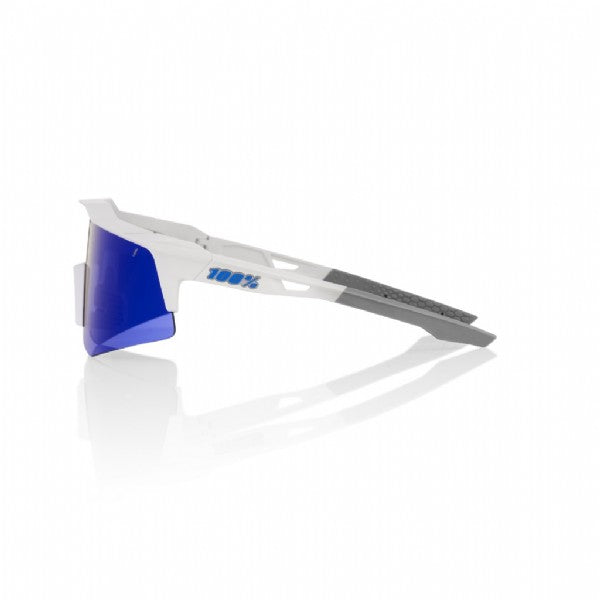 100% Speedcraft XS (extra small) Matte White/ Blue Multilayer Mirror Lens + Clear Lens