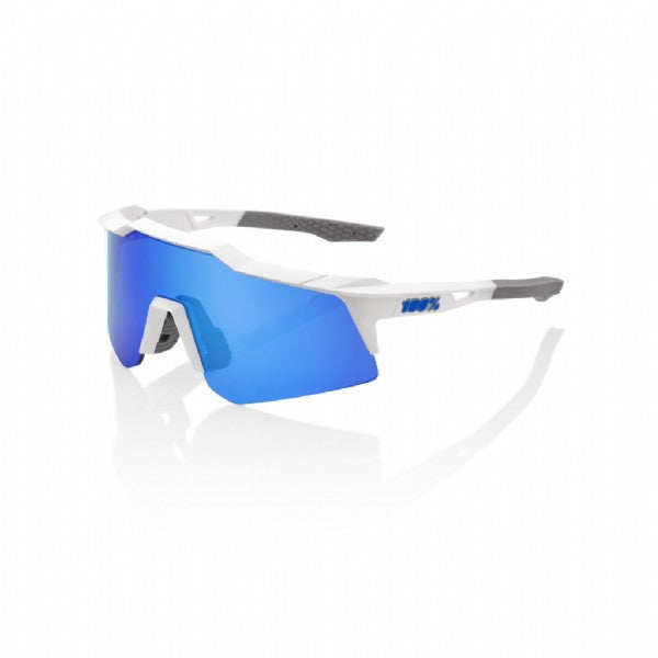 100% Speedcraft XS (extra small) Matte White/ Blue Multilayer Mirror Lens + Clear Lens