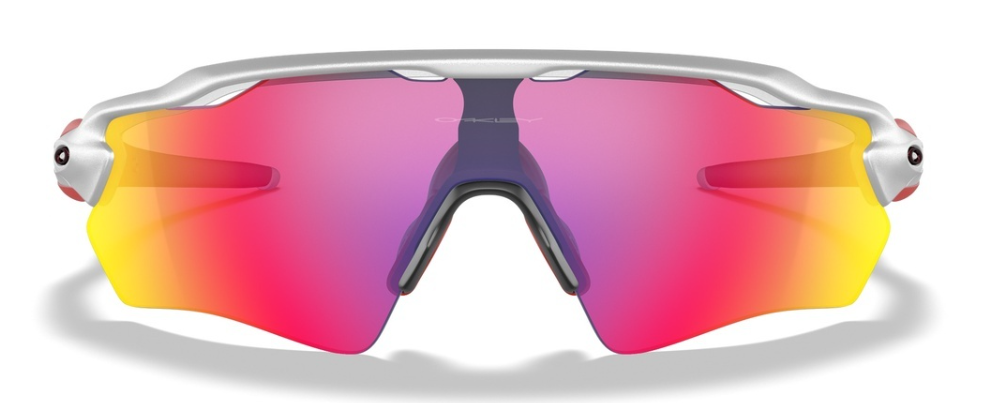 Oakley Custom Radar EV XS Silver Redline Icon/ Prizm Road