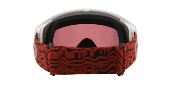 Oakley Flight Tracker M Iron Red Wave/ Prizm Snow Torch Iridium skibril achterkant