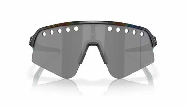 Vooraanzicht van de Oakley Sutro Lite Sweep sportbril in Dark Galaxy met Prizm Black Vented lens, met een elegante uitstraling