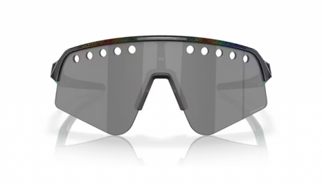 Vooraanzicht van de Oakley Sutro Lite Sweep sportbril in Dark Galaxy met Prizm Black Vented lens, met een elegante uitstraling