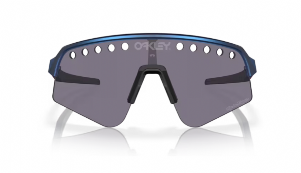 Oakley Sutro Lite Sweep sportbril in Troy Lee Designs Blue Colorshift met Prizm Grey Vented lens, vooraanzicht met dynamisch frameontwerp.